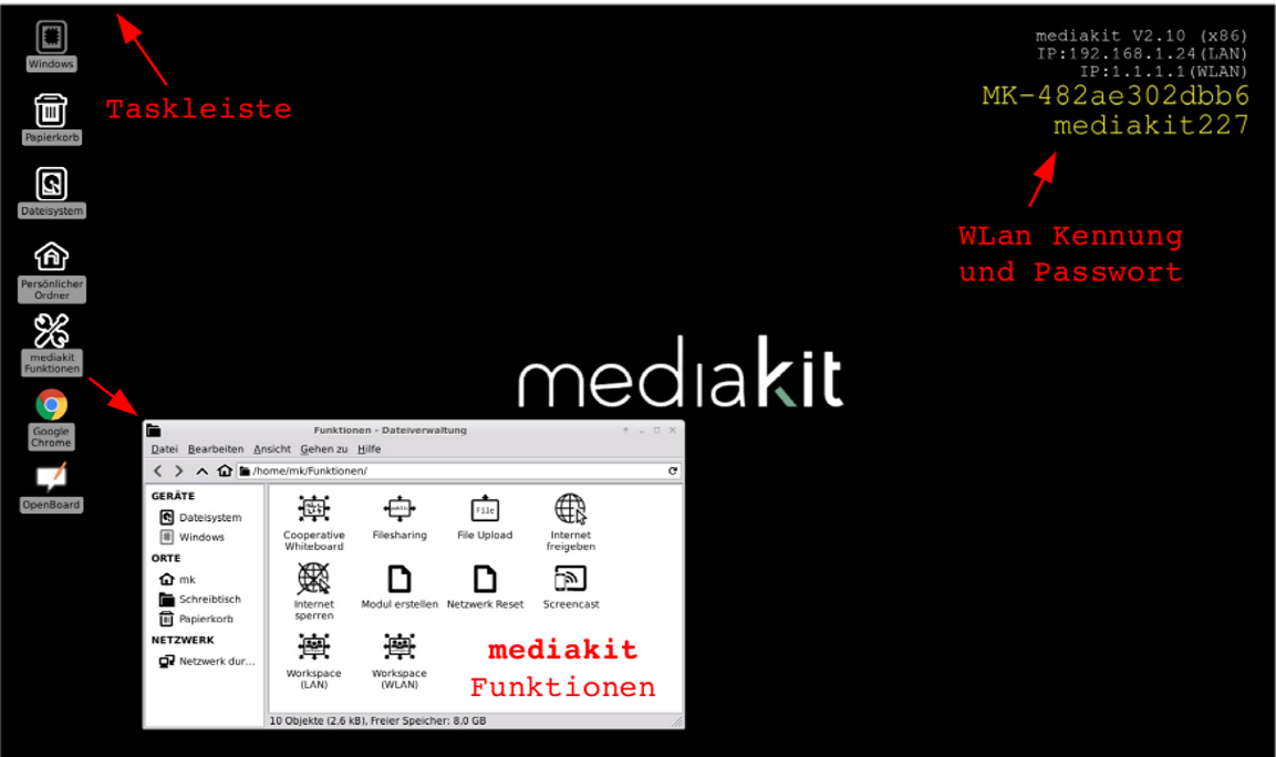 mediakit Bildschirm der x86 Version